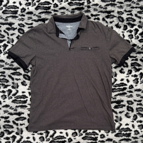 Liz Claiborne Other - Liz Claiborne Men's Black and Grey Patterned Polo Shirt